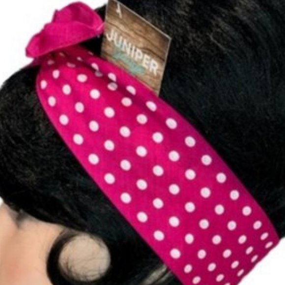 Pink and White Polka Dot Retro Bandana Tie Headband - Picture 8 of 13